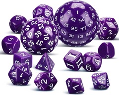 15 Pieces Complete Polyhedral D3-D100 (Purple and White)